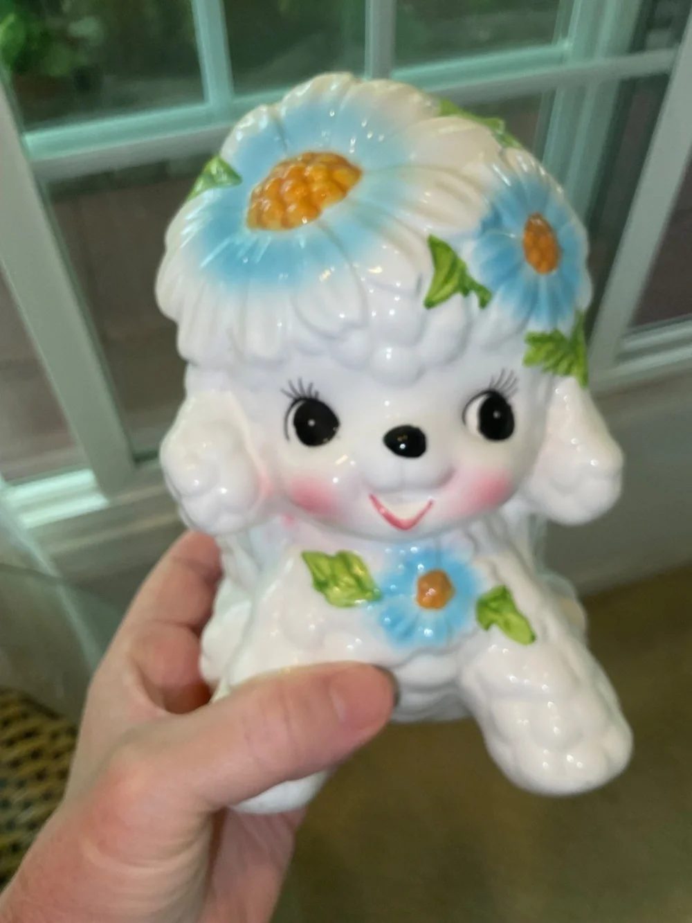 Vintage Relpo Blue & White Lamb Planter/Vase 50s/60s